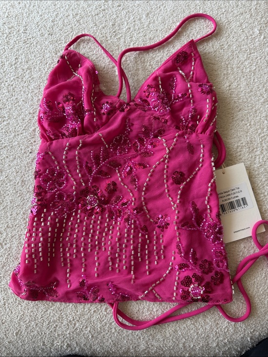 Peppermayo Tops - Peppermayo Hot Pink Beaded Top